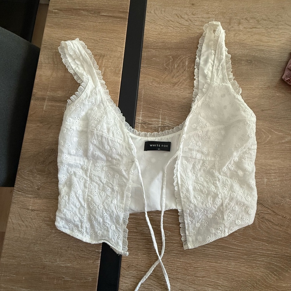 White Fox Boutique White Eyelet Crop Top